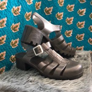 Juju Glitter Jelly Heels in Gray